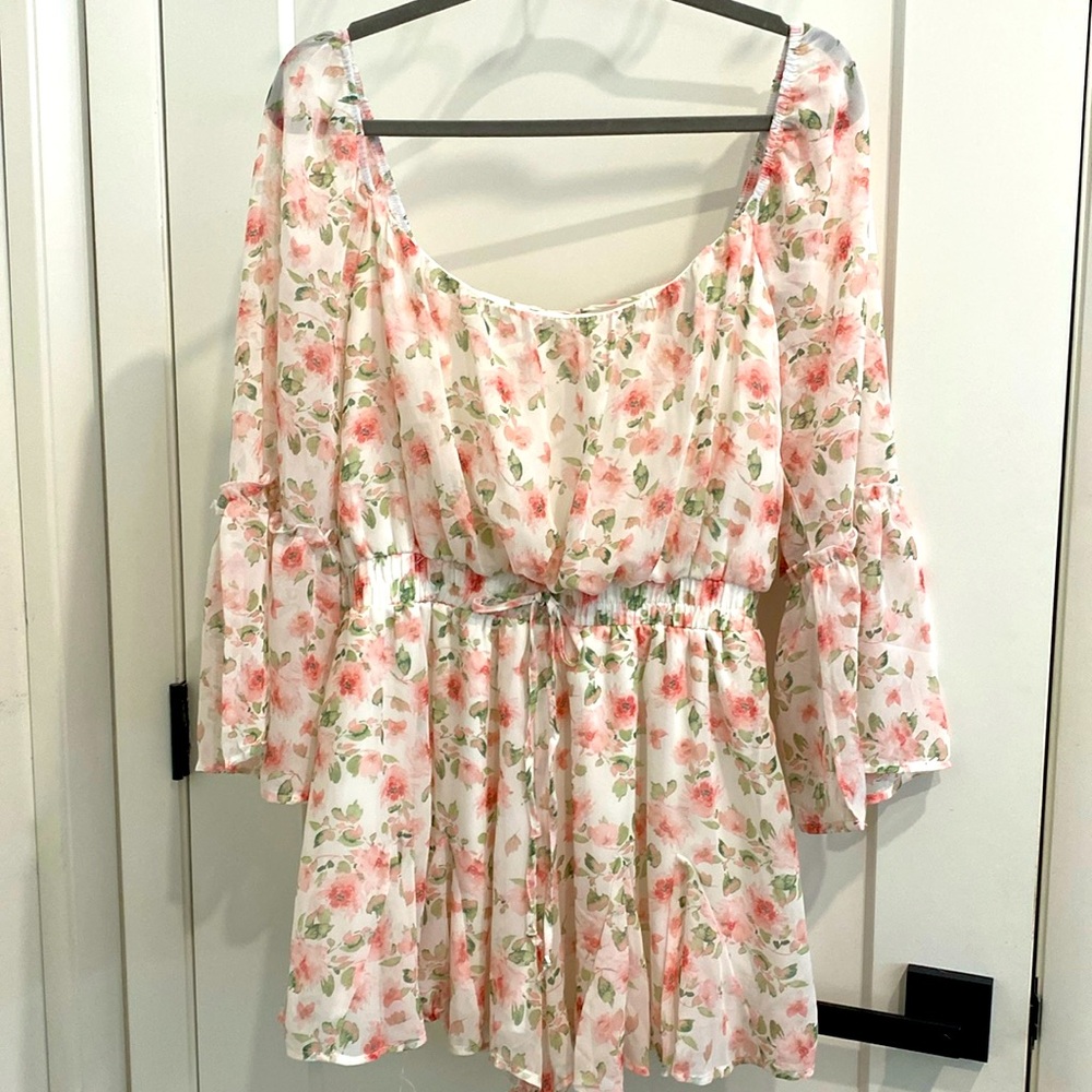 Trixxi Ruffled Floral Print Romper |Size XL